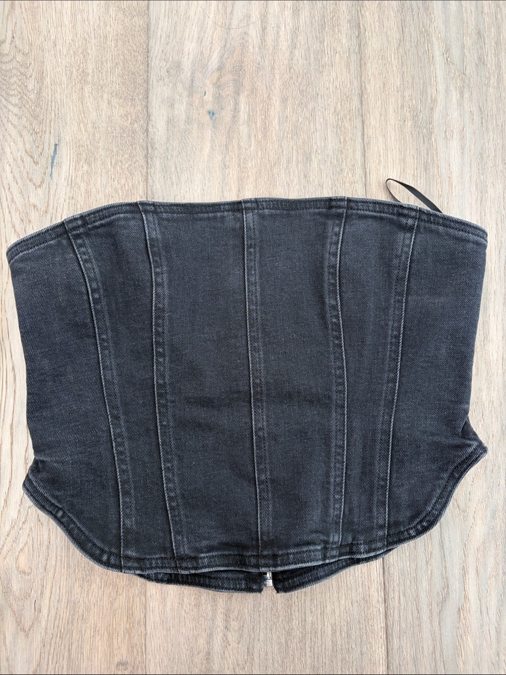Denim Forum Black Strapless Corset Denim Top